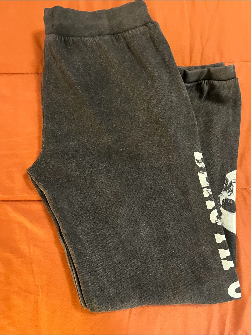 Women’s Black Vintage Wash Sweatpants with White Graphic